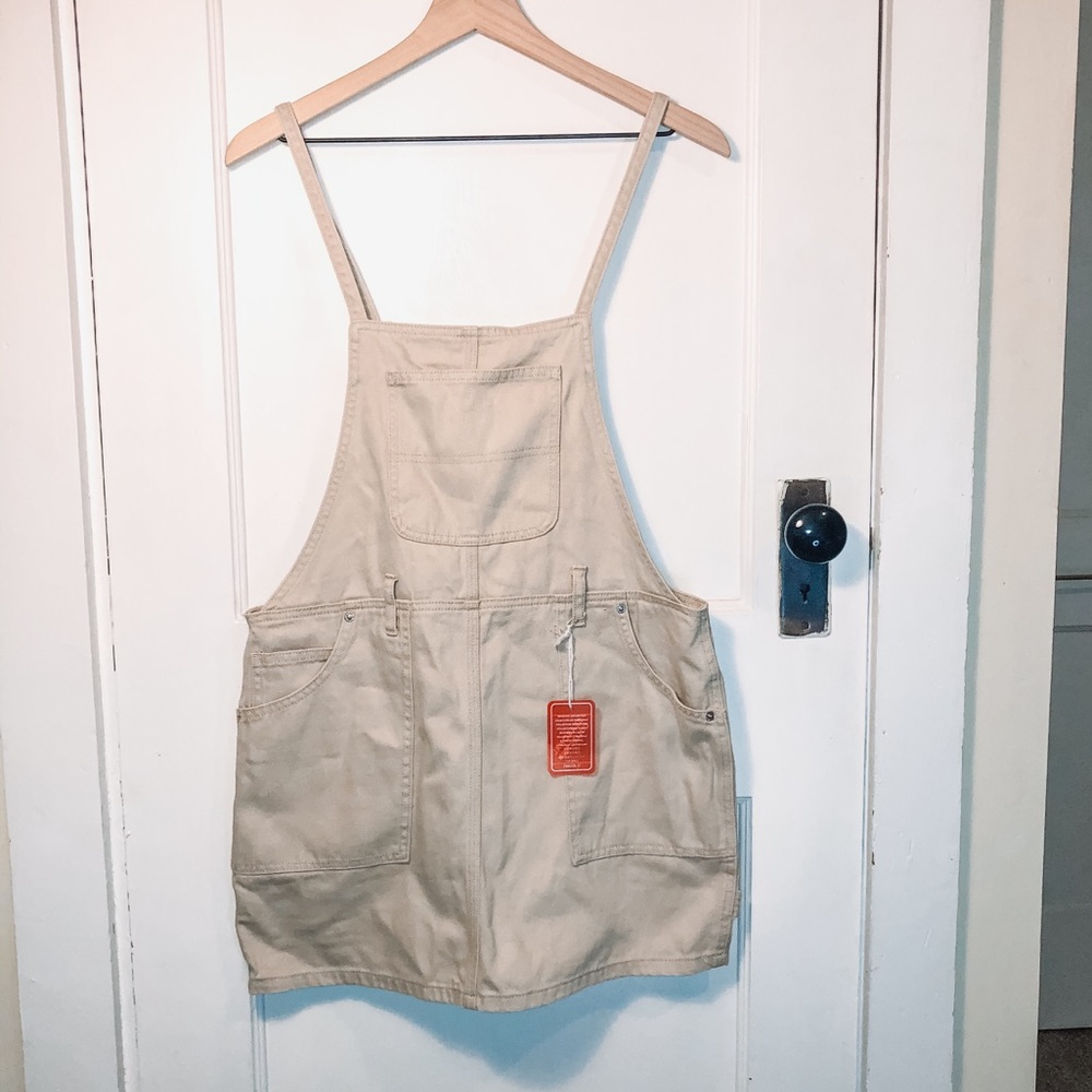 F21 Khaki Cargo Overall Skirt